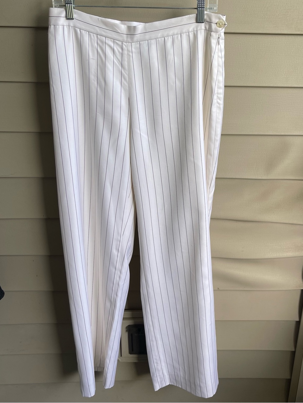 Lauren Ralph Lauren Trousers Womens 10 White Silk Straight Old Money Preppy Work